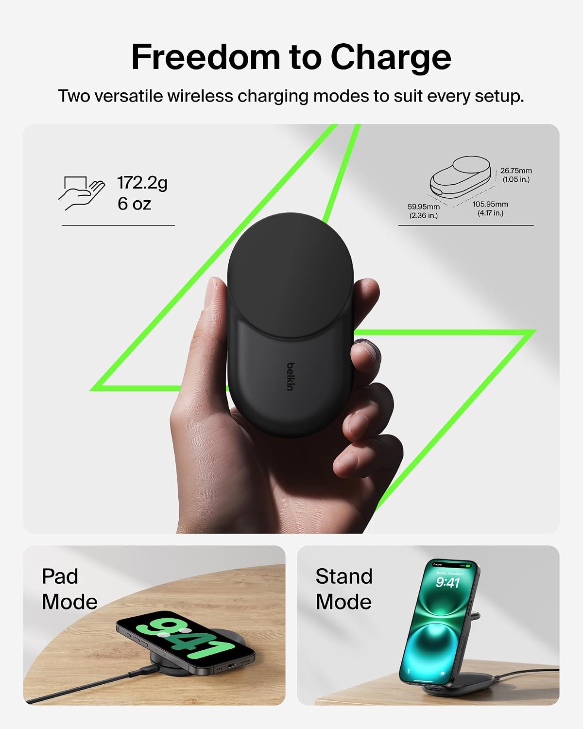 Belkin Qi2.2 25W inalámbrico 3 en 1 estación de carga rápida plegab...