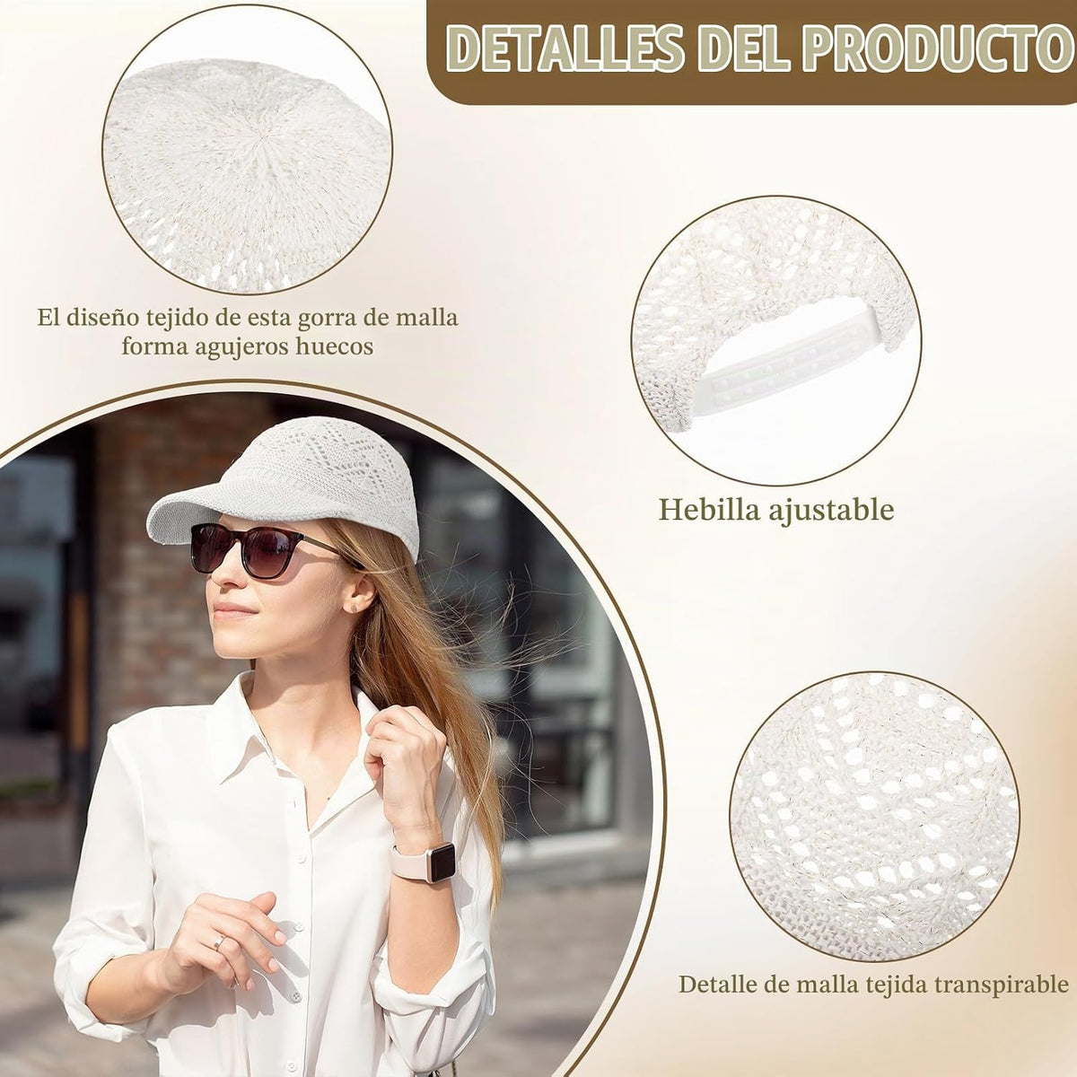 Hercicy 2 gorras de béisbol de malla tejida para mujer, gorra de ca...