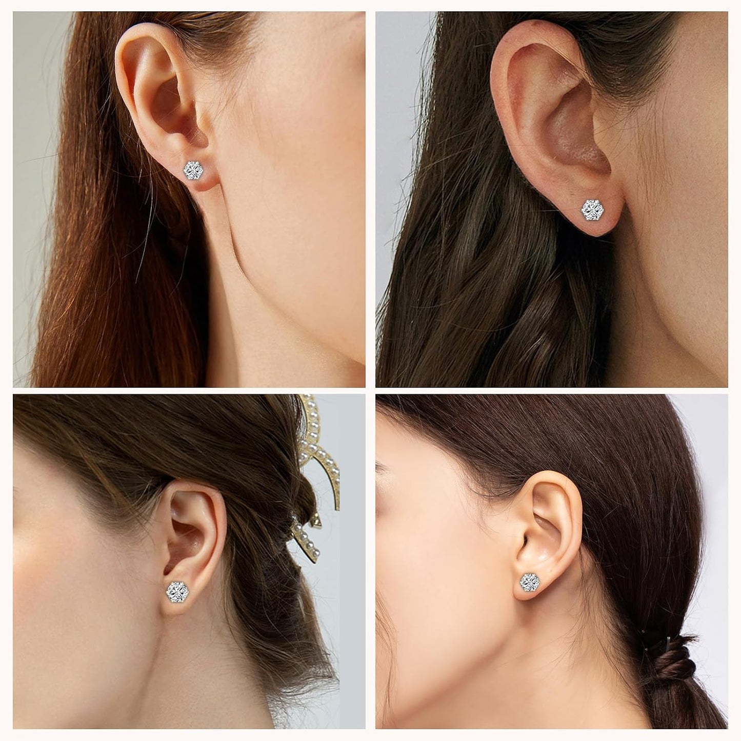 6 pares de aretes tipo dormilona para mujer, juego de 3-8 mm de are...