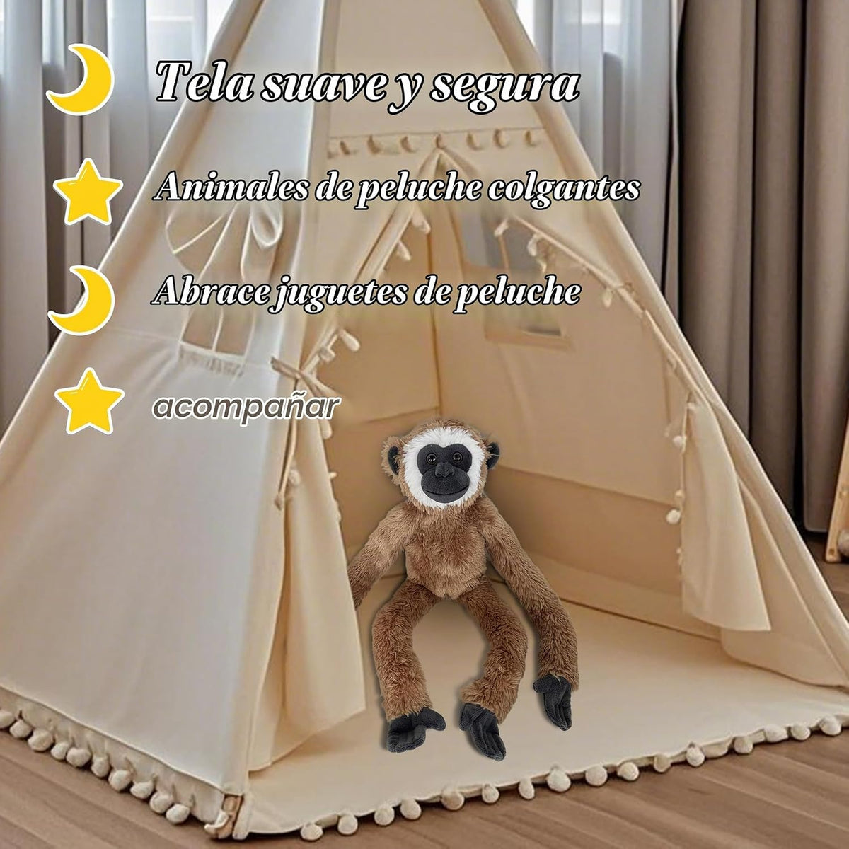 Hideekoog Juguetes de mono de peluche colgantes, animales de peluch...