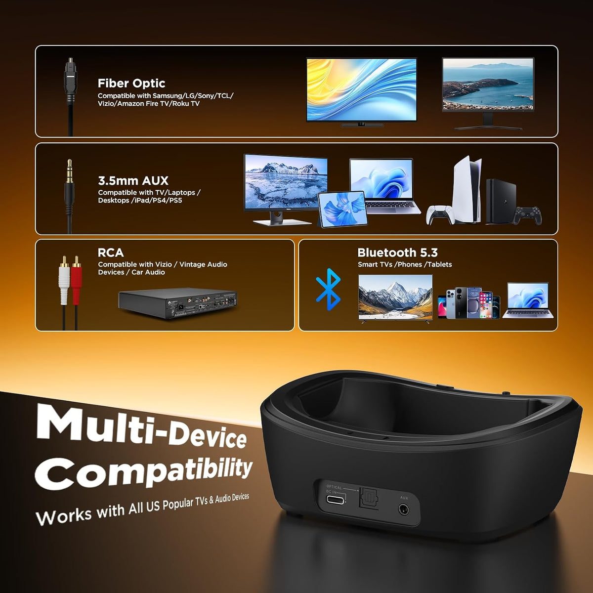 NUBWO Auriculares inalámbricos de TV para personas mayores con disc...