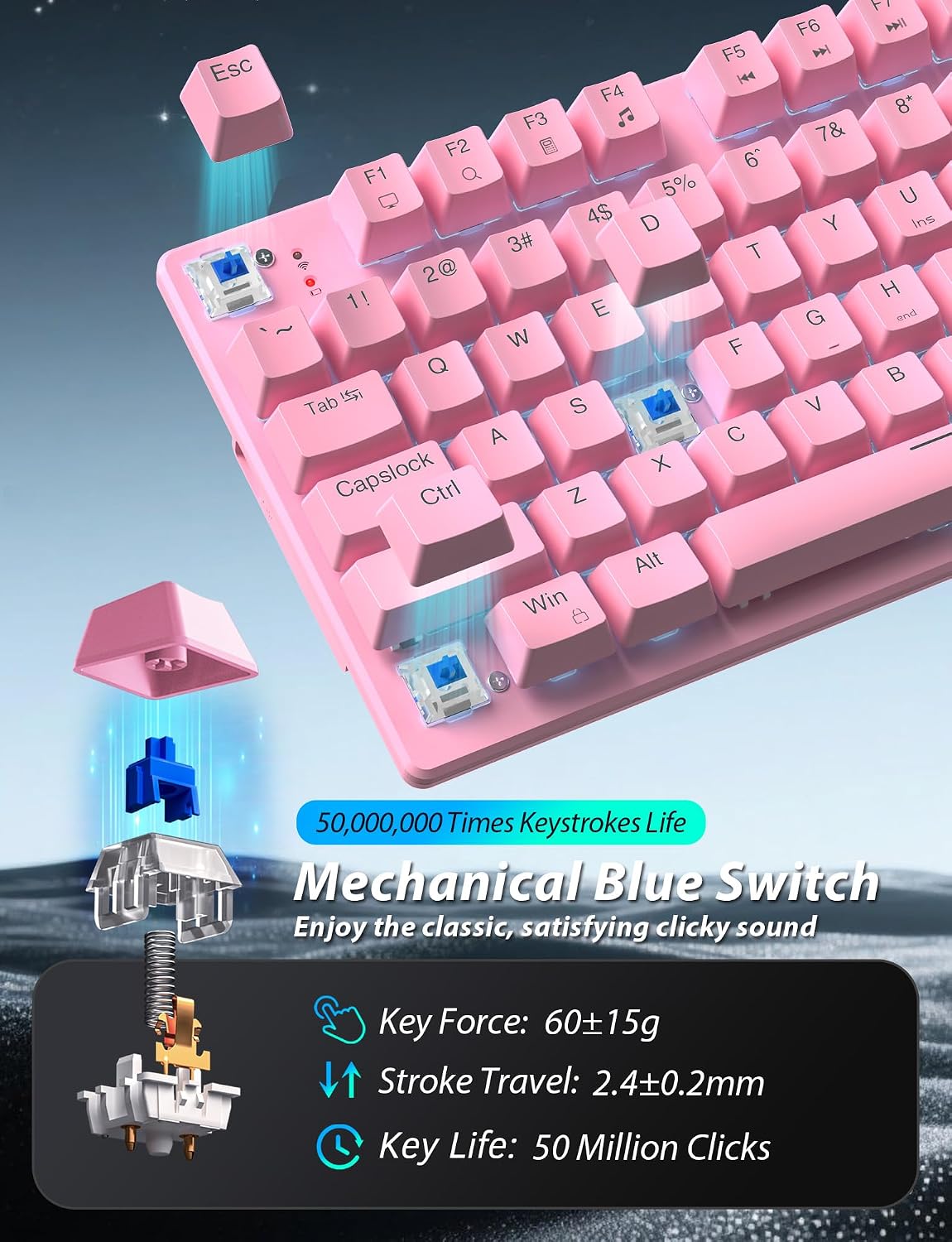 Combo de teclado mecánico inalámbrico y mouse, teclado para juegos...