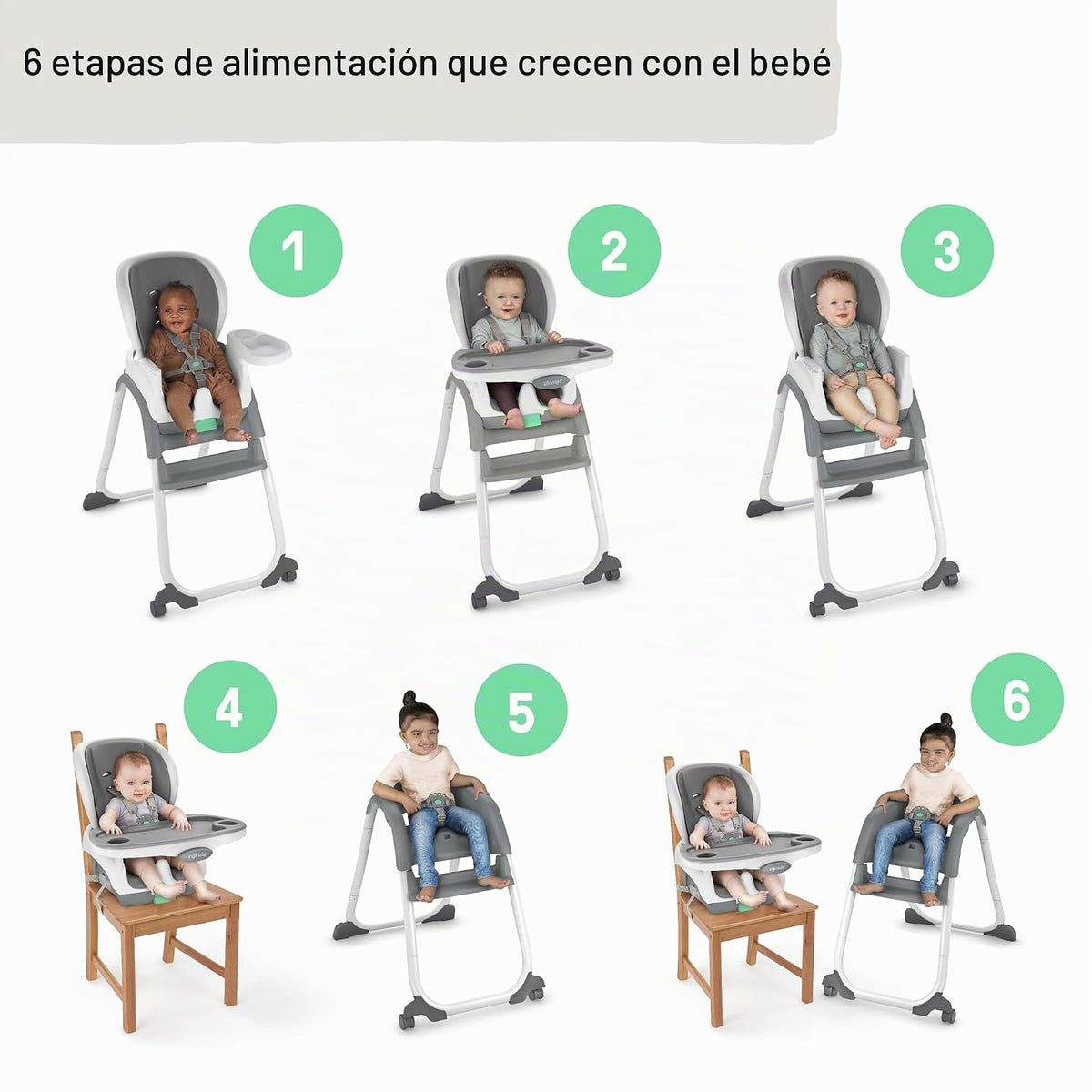 Ingenuity Full Course SmartClean - Silla alta 6 en 1, espuma EVA Sm...