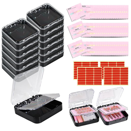 Juego de caja de embalaje de uñas a presión de 12 piezas (negro, 12...