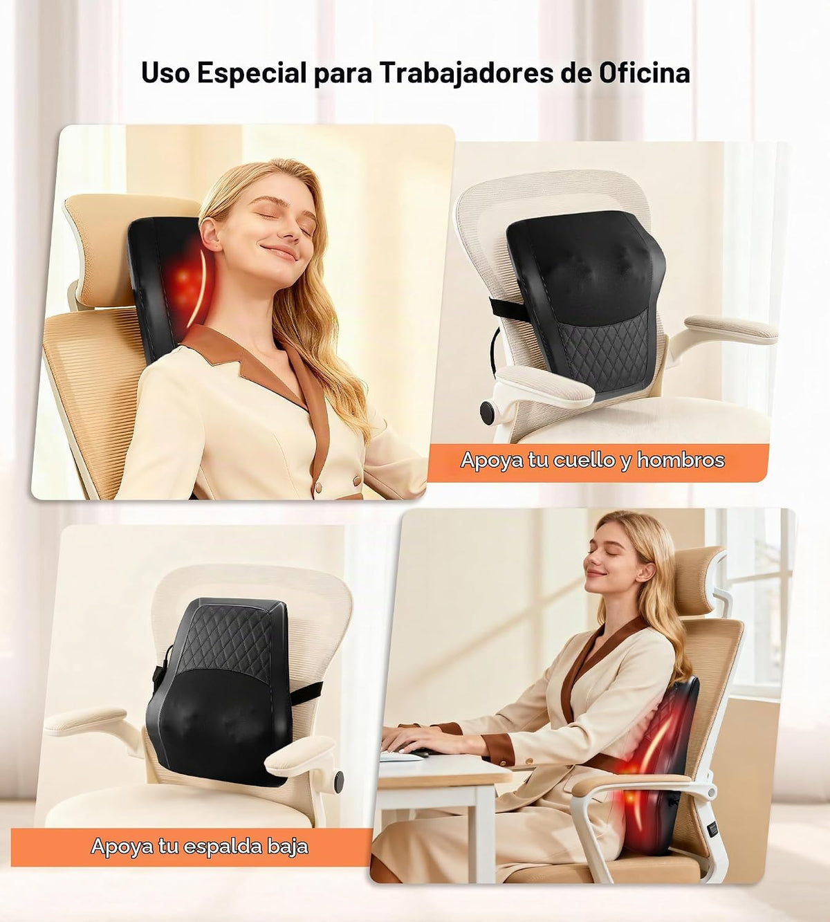 Masajeador Shiatsu de espalda con calor \u2013 Masajeador de cuello...