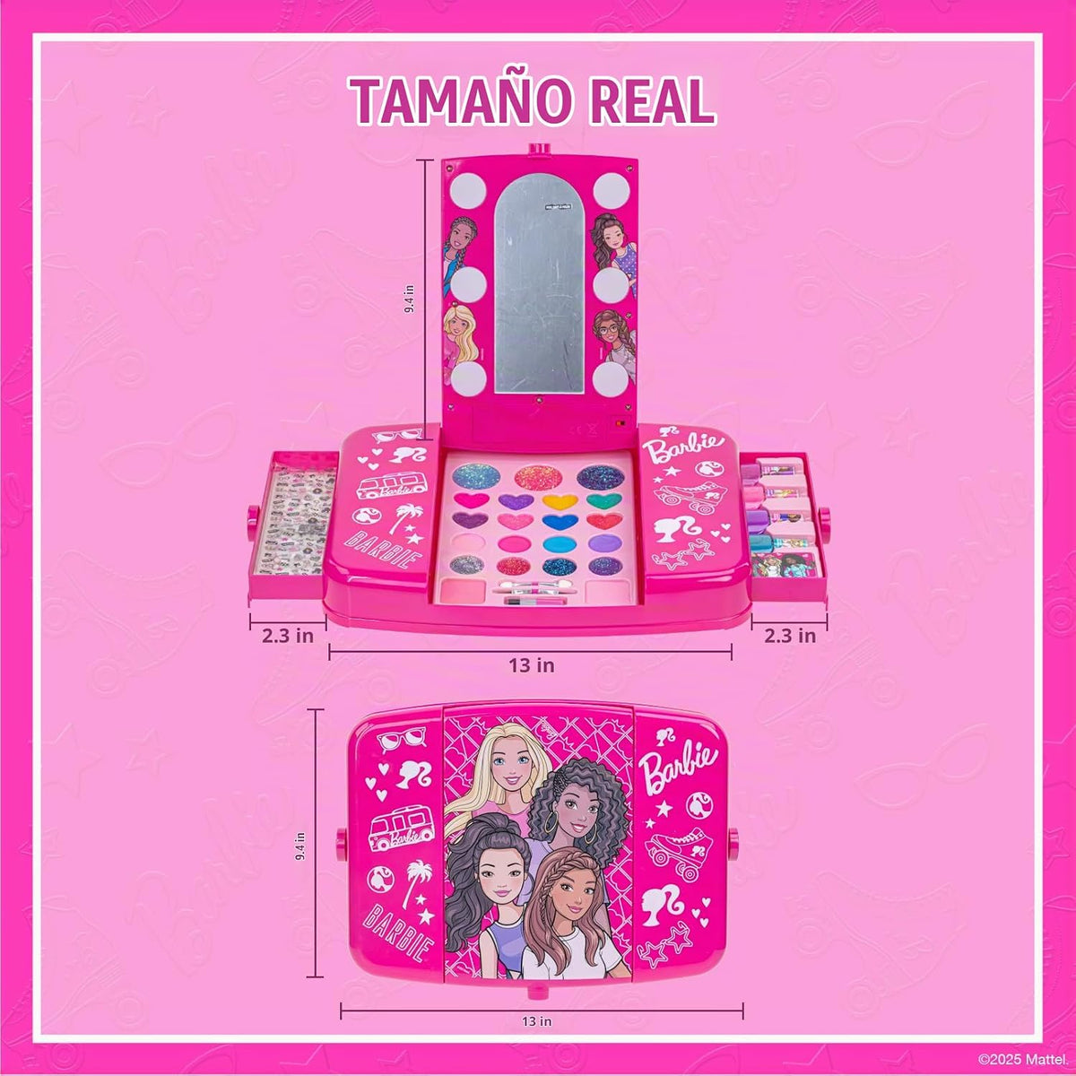 Set de belleza Barbie Beauty Vanity con espejo iluminado, incluye b...