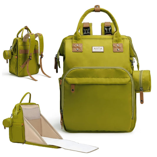 AIITA - Mochila de pañales, bolsa de pañales multifuncional con cam...
