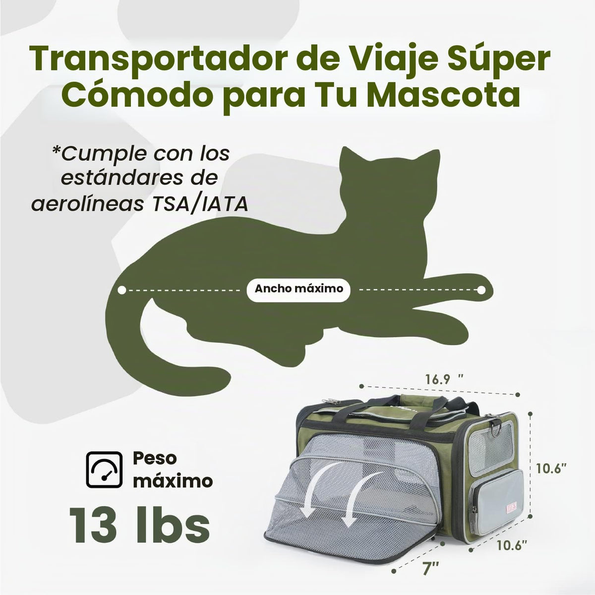 Pawaii Transportador para mascotas, aprobado por la aerolínea TSA,...