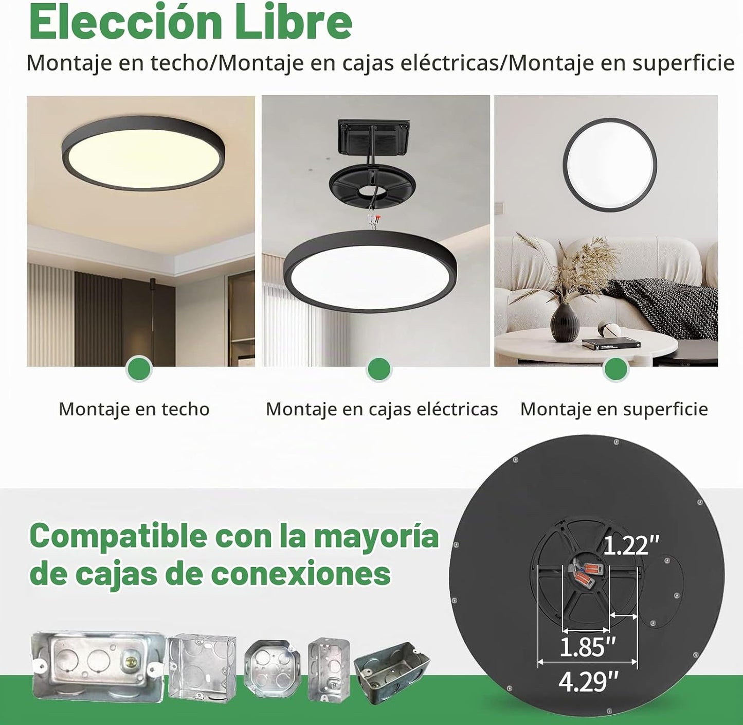 4PK Lámpara LED de techo empotrada de 12 pulgadas, 24W, 2520LM, 300...