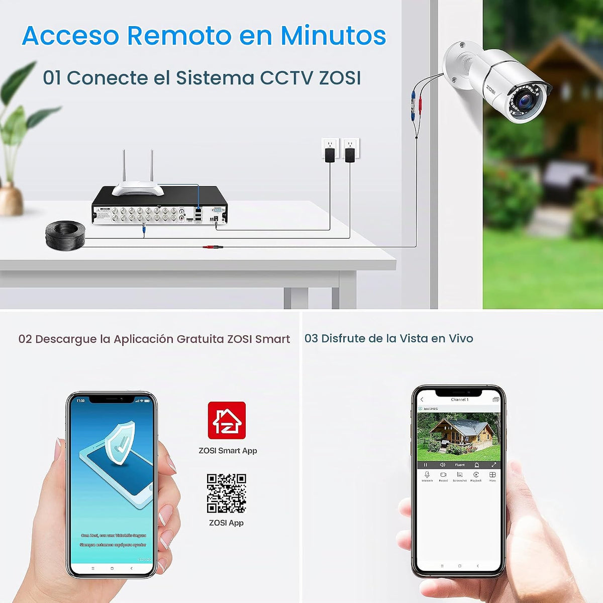 ZOSI H.265+ - Sistema de cámara de seguridad de 16 canales 1080p co...