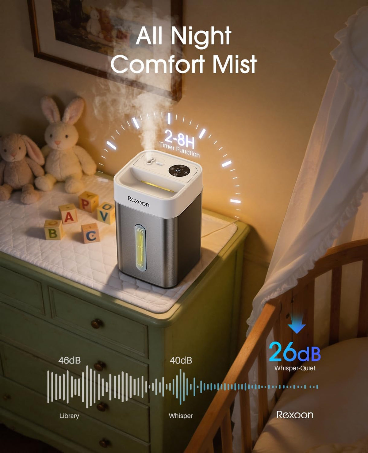 Humidificador de acero inoxidable de 4.6L\/1.2Gal para el dormitori...