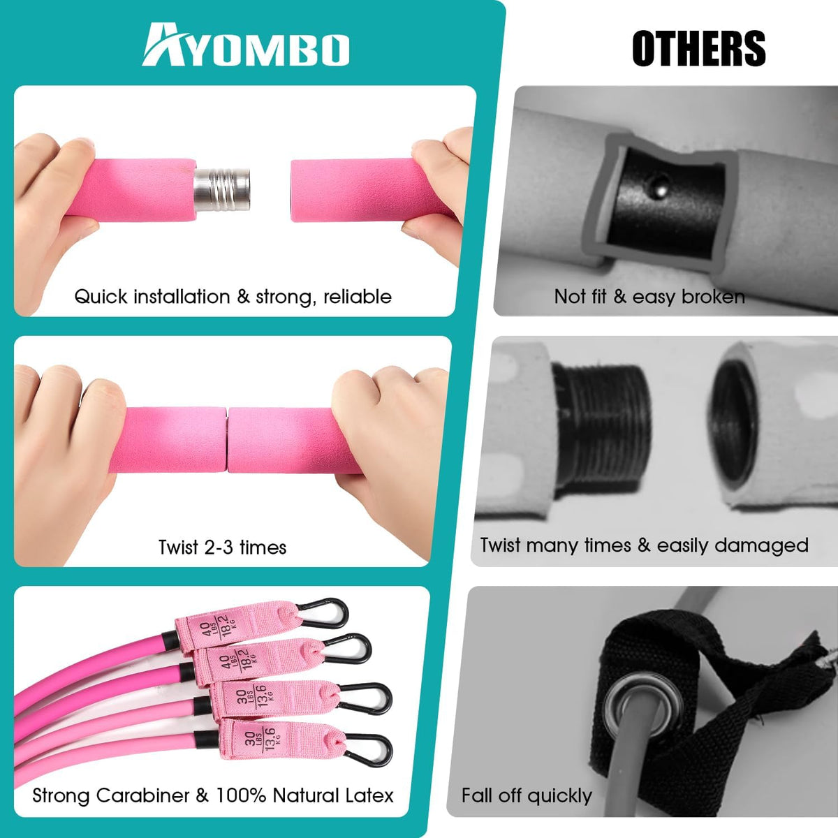 Kit de barra de pilates Ayombo con bandas de resistencia, equipo de...