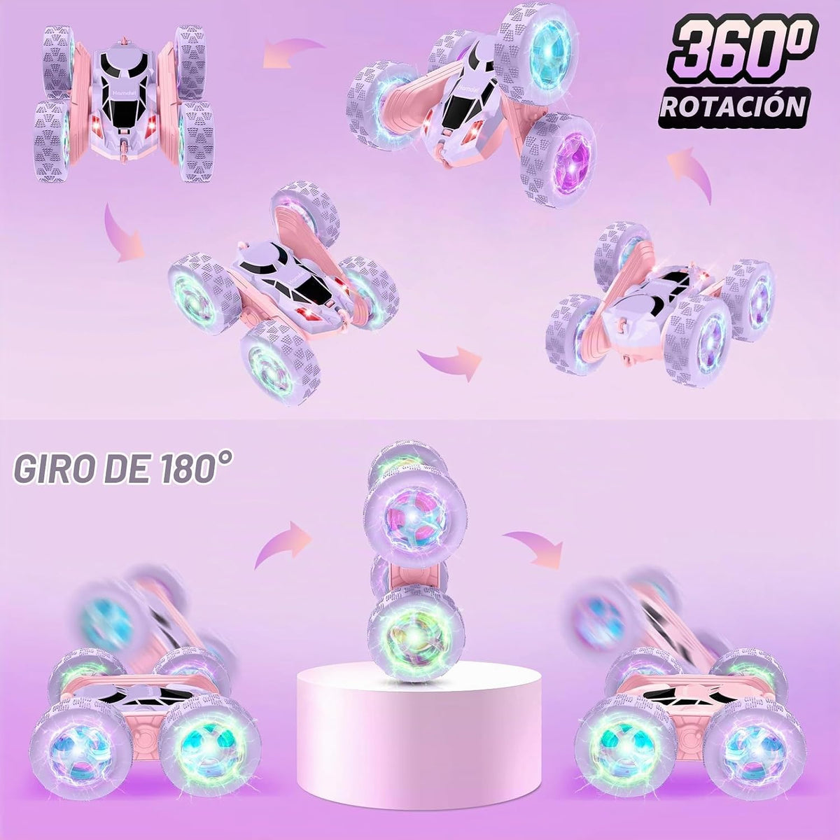 Hamdol Coche de control remoto, doble cara giratoria de 360° 4WD RC...