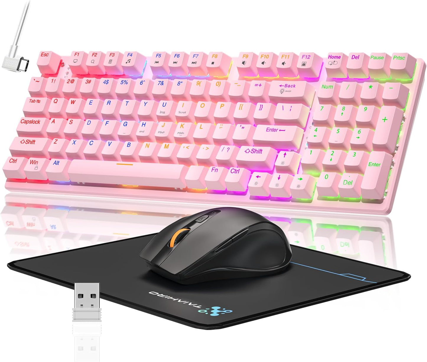 Combo de teclado mecánico inalámbrico y mouse, teclado para juegos...