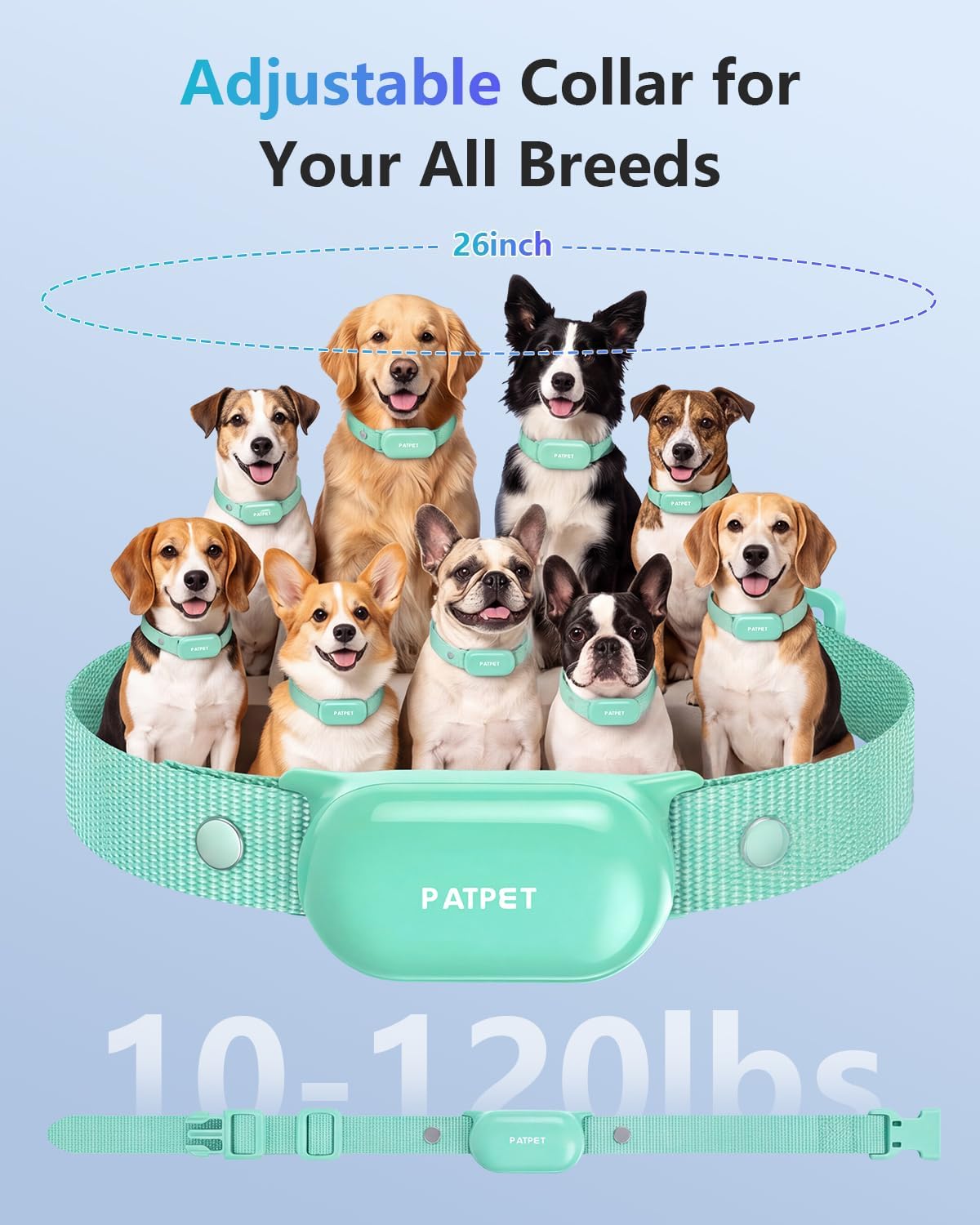 PATPET Collar de choque para perros (10 a 120 libras), collar de en...