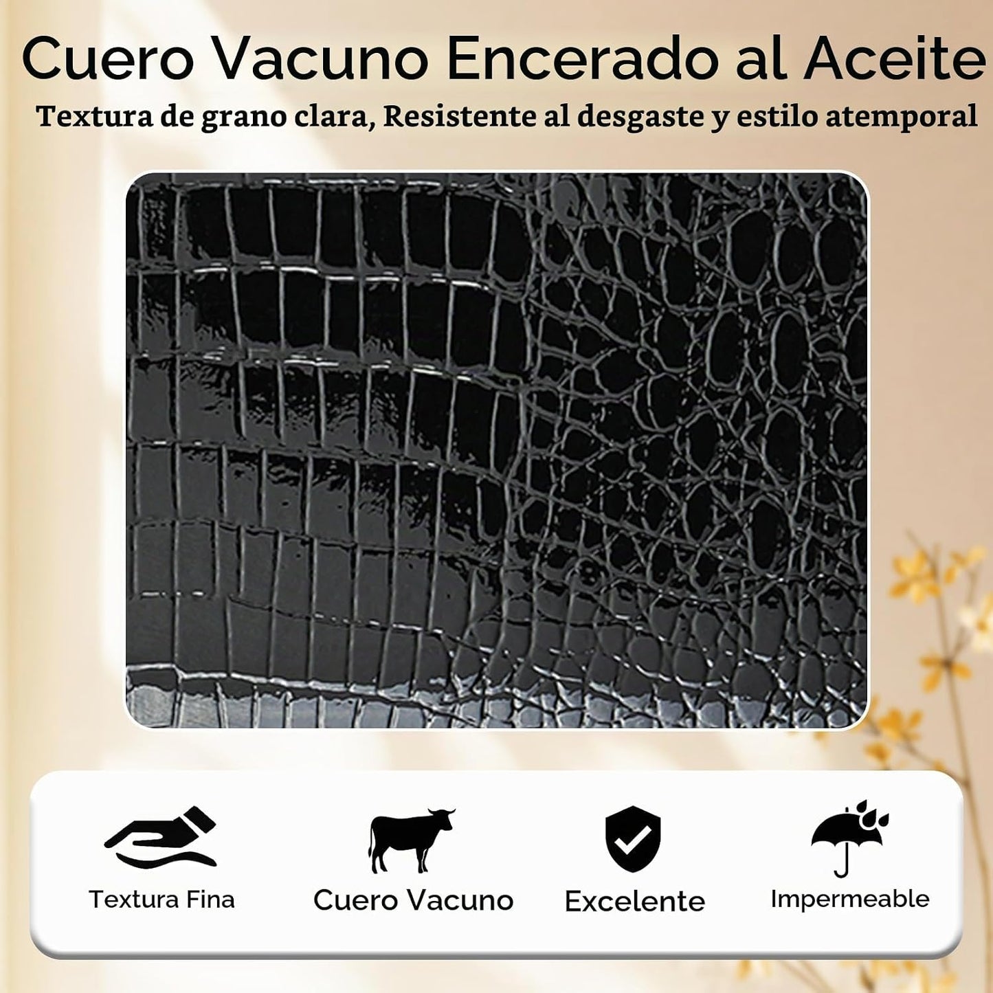 DAMAIKE Cartera de cuero encerado con aceite para mujer, cocodrilo...