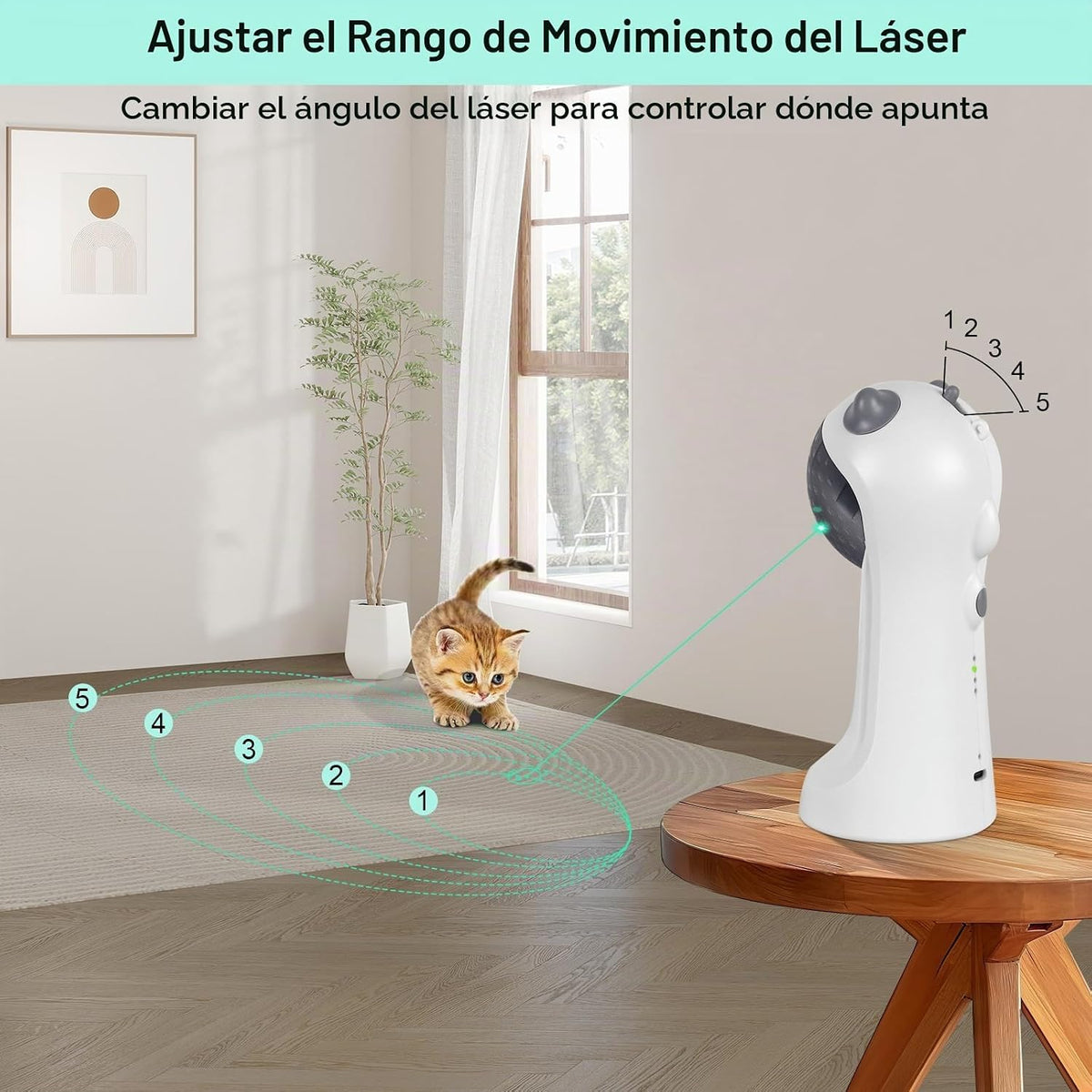 TBTeek Juguete automático para gatos con luz verde, 5 patrones dive...