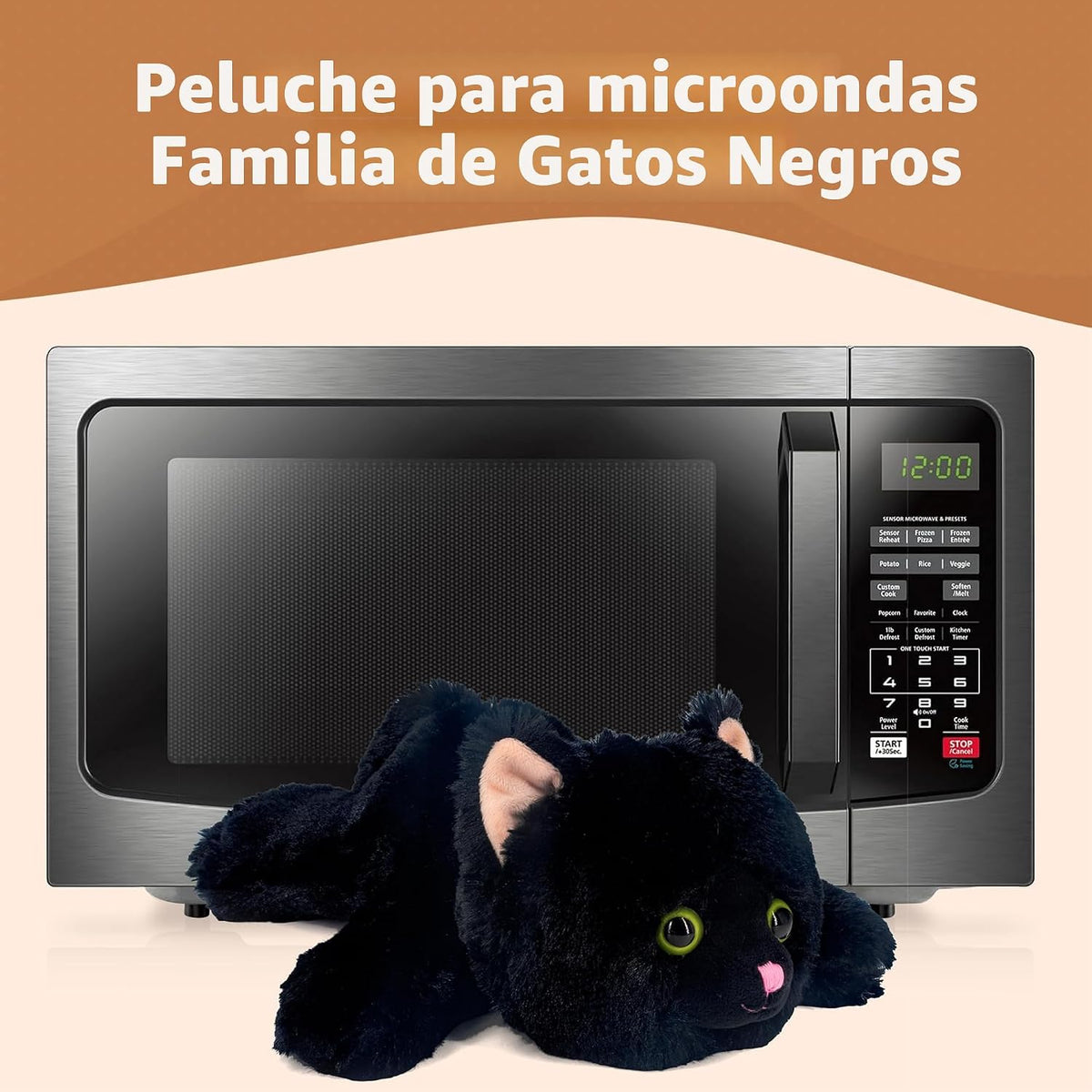 Marysun Animal de peluche negro para microondas, peluche con peso,...