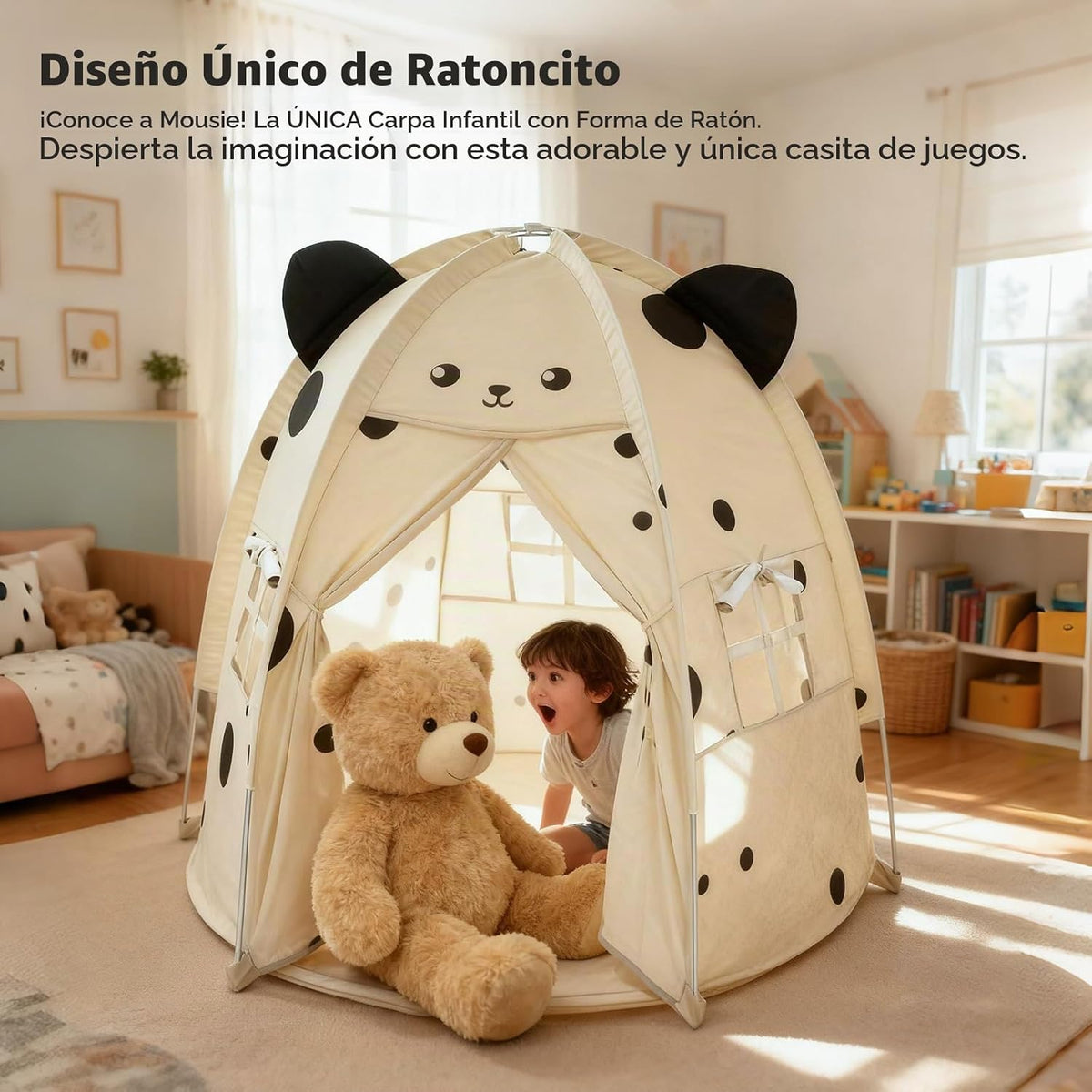 Tienda de campaña para niños con diseño de ratón pequeño, casa de j...