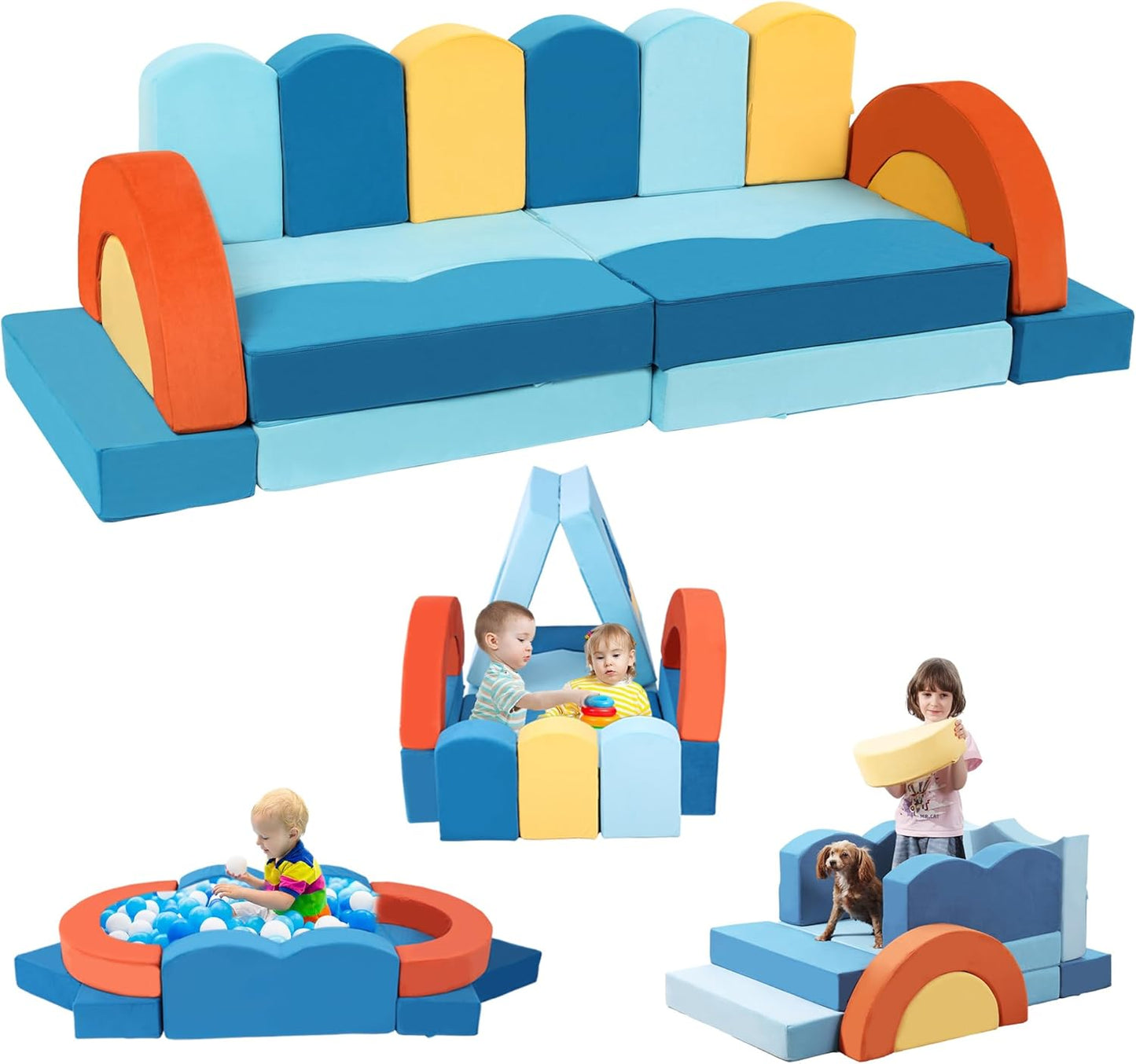 Erament Sofá de Juego Modular para Niños de 22 Piezas para Niños Pe...