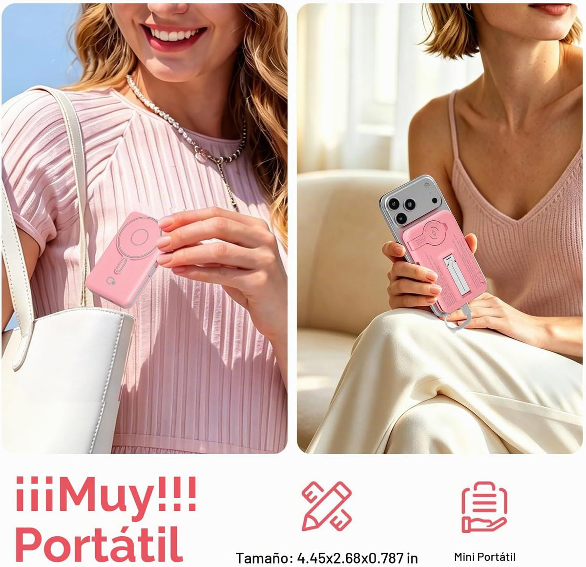 Q Cargador portátil inalámbrico magnético de 10,000 mAh, batería ex...