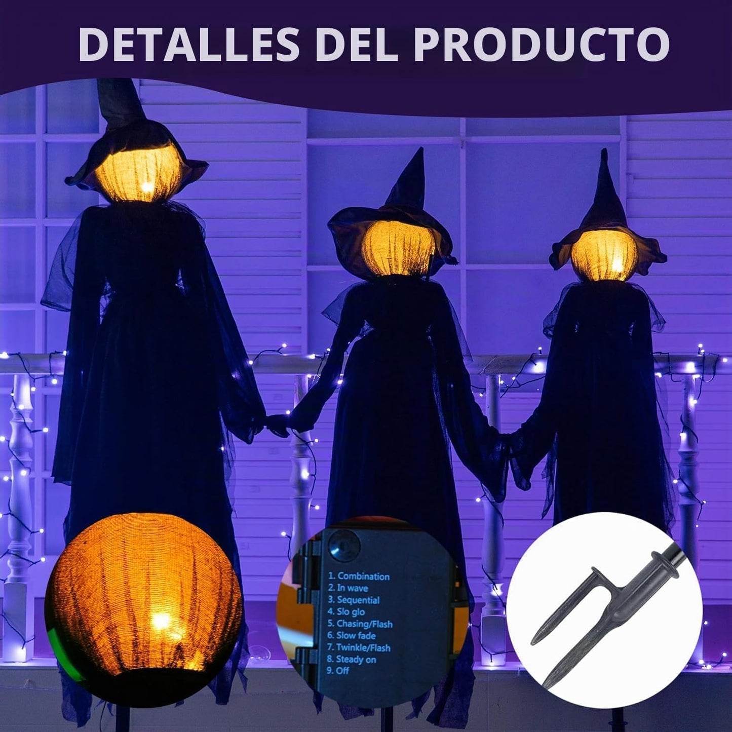 Hourleey - Decoraciones de Halloween para exteriores, paquete de 3...