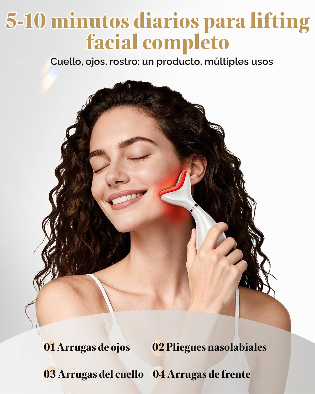 VTAZIY Masajeador facial 4 en 1, terapia de luz roja LED de 9 color...