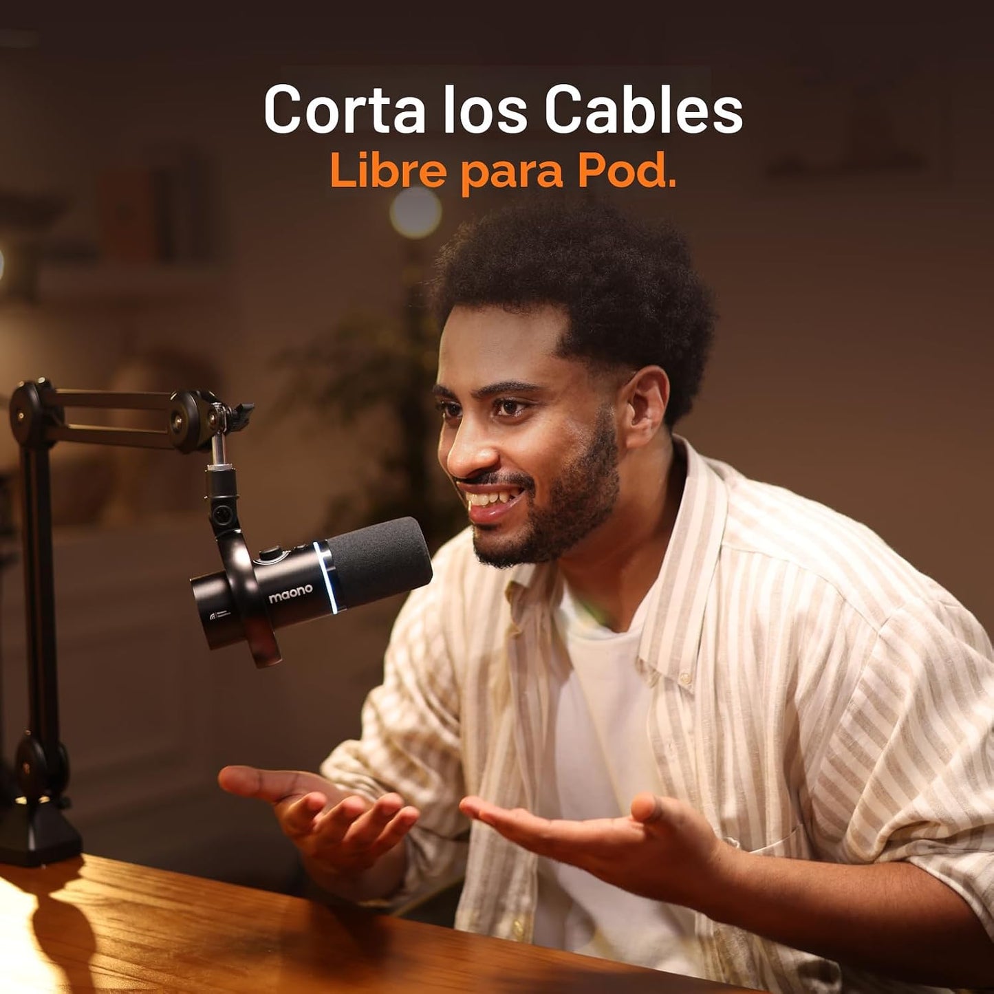 MAONO PD200W Micrófono inalámbrico híbrido para podcast para PC, mi...
