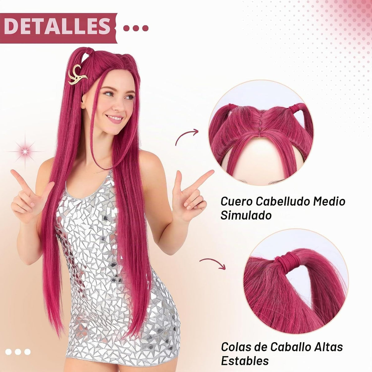 PUREHAIR Peluca de disfraz de anime rojo de 39 pulgadas de largo, f...