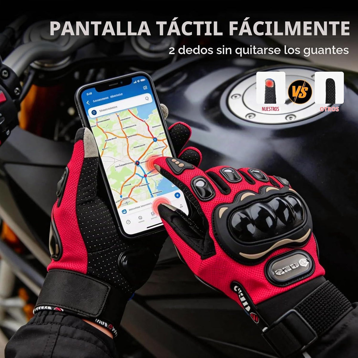 GES Guantes de motocicleta para hombre, para pantalla táctil, antid...