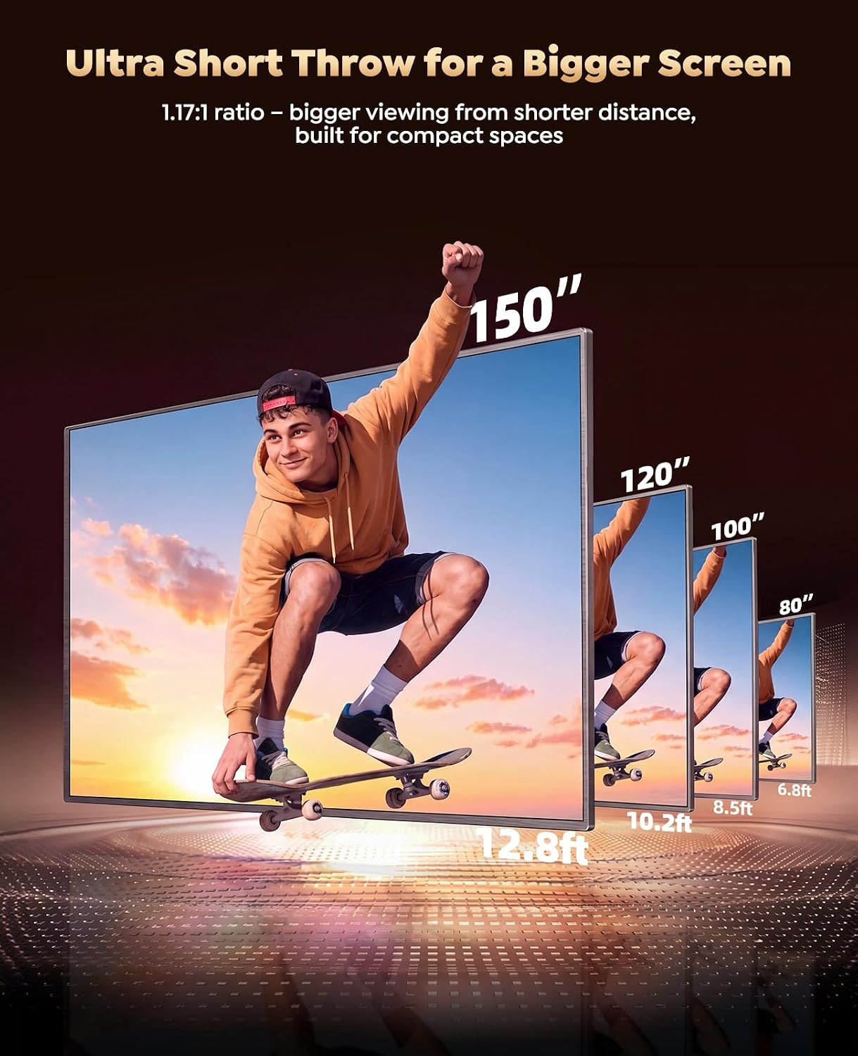 Proyector inteligente 4K [Google TV Stick integrado y soporte de 36...