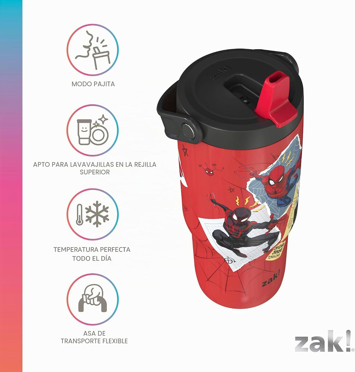Zak Designs Marvel Siply Sutton - Vaso para la escuela o viajes, bo...