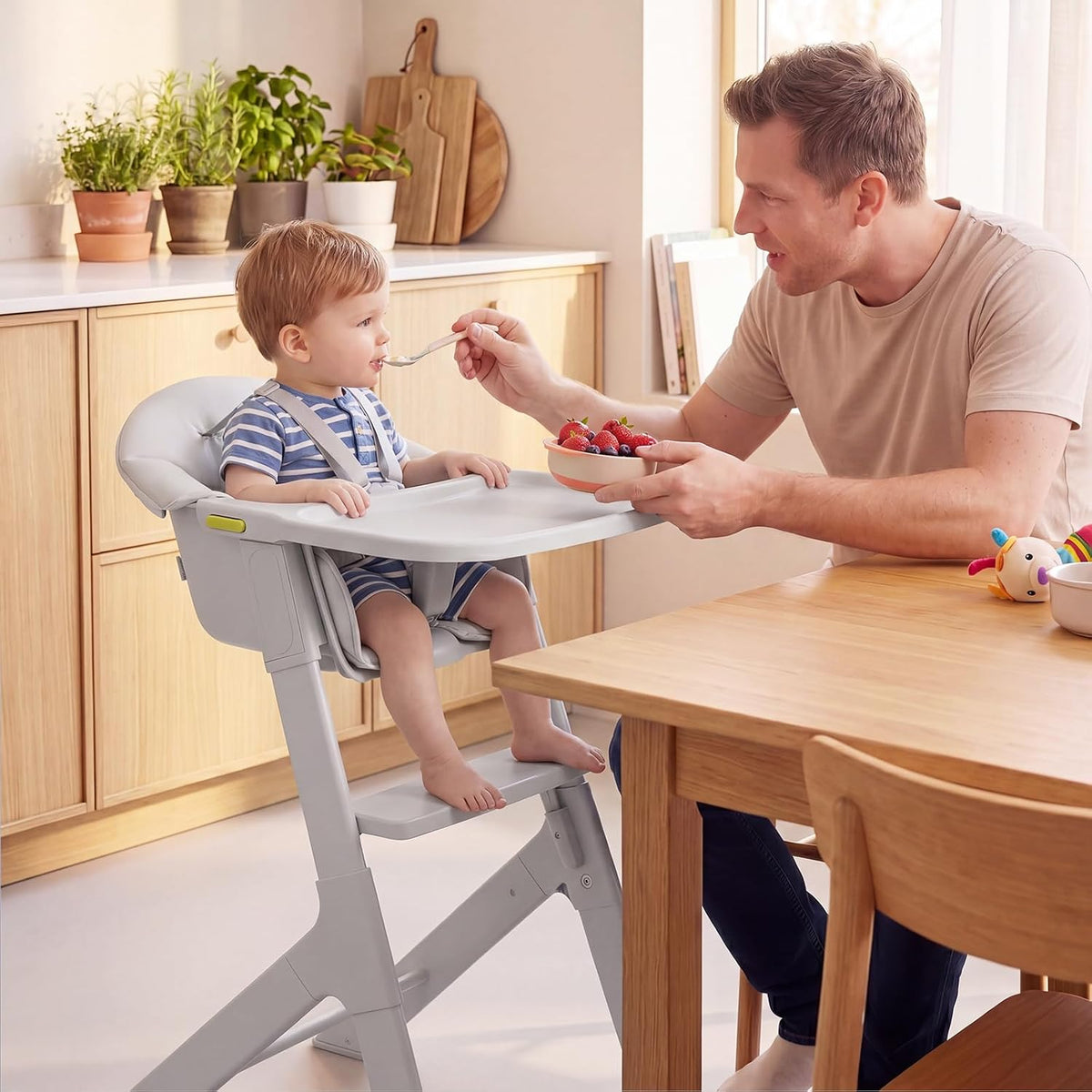 INFANS Silla alta para bebé, sillas altas lavables de cuerpo comple...