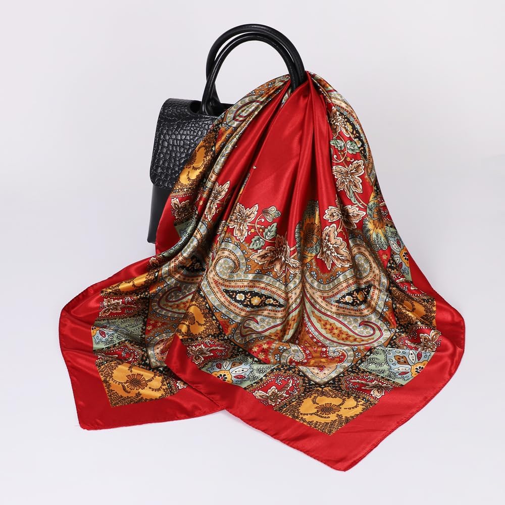 KorhLeoh Pañuelo de seda con estampado floral de 35 pulgadas para m...