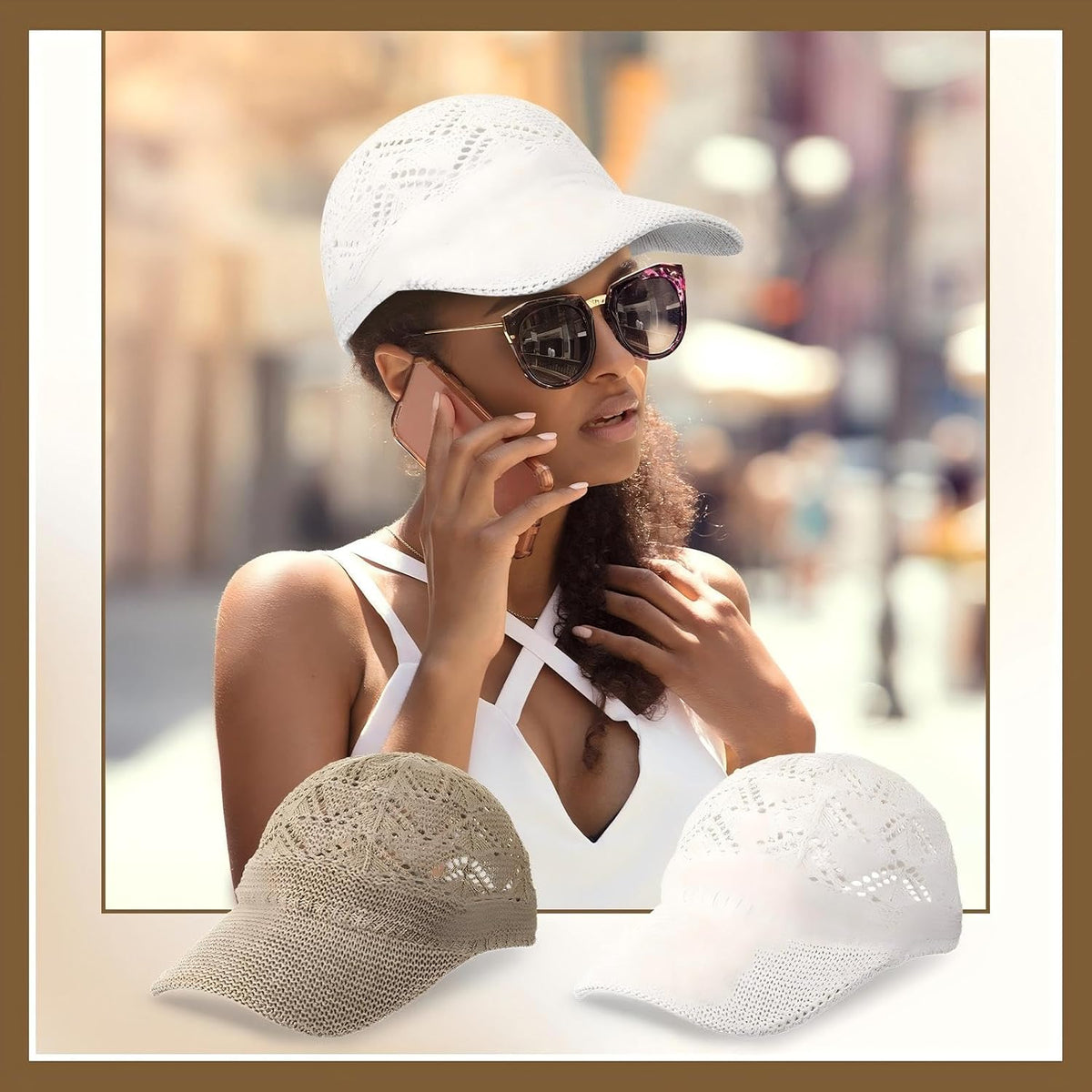 Hercicy 2 gorras de béisbol de malla tejida para mujer, gorra de ca...