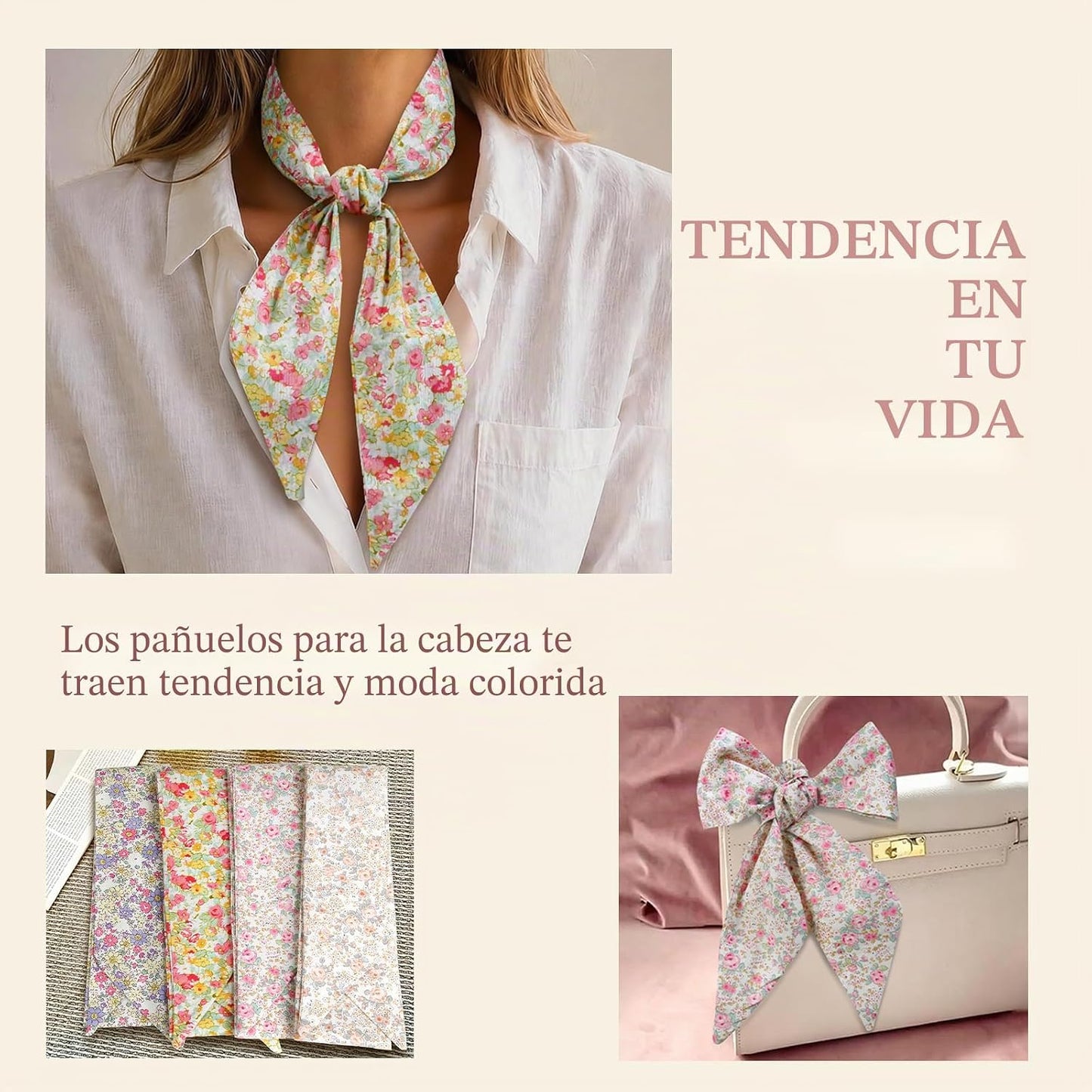TEBIEKOY 4 bufandas de moda para mujer, bufandas multifuncionales b...