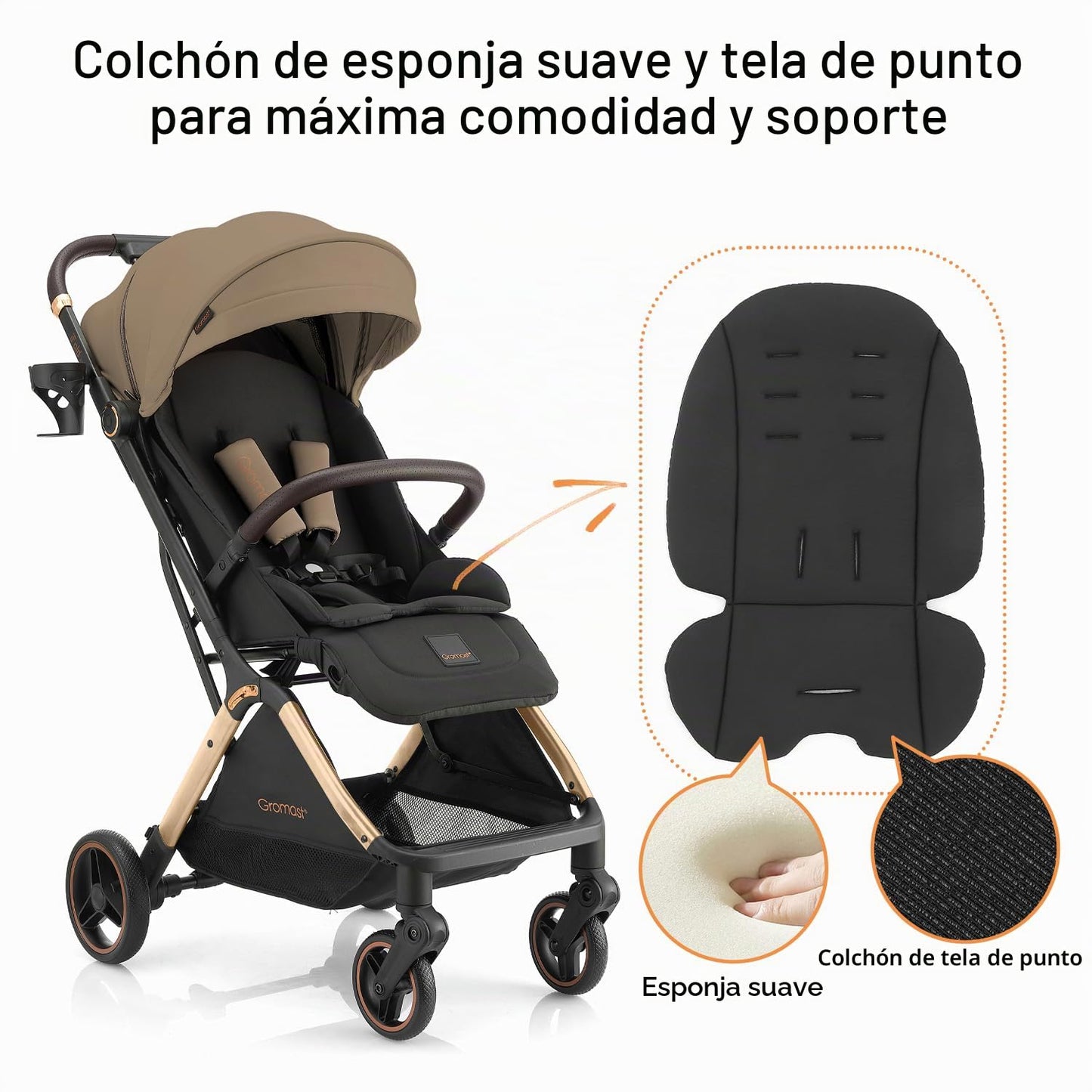 Gromast Gravity - Cochecito de bebé plegable \u2013 Cochecito portá...