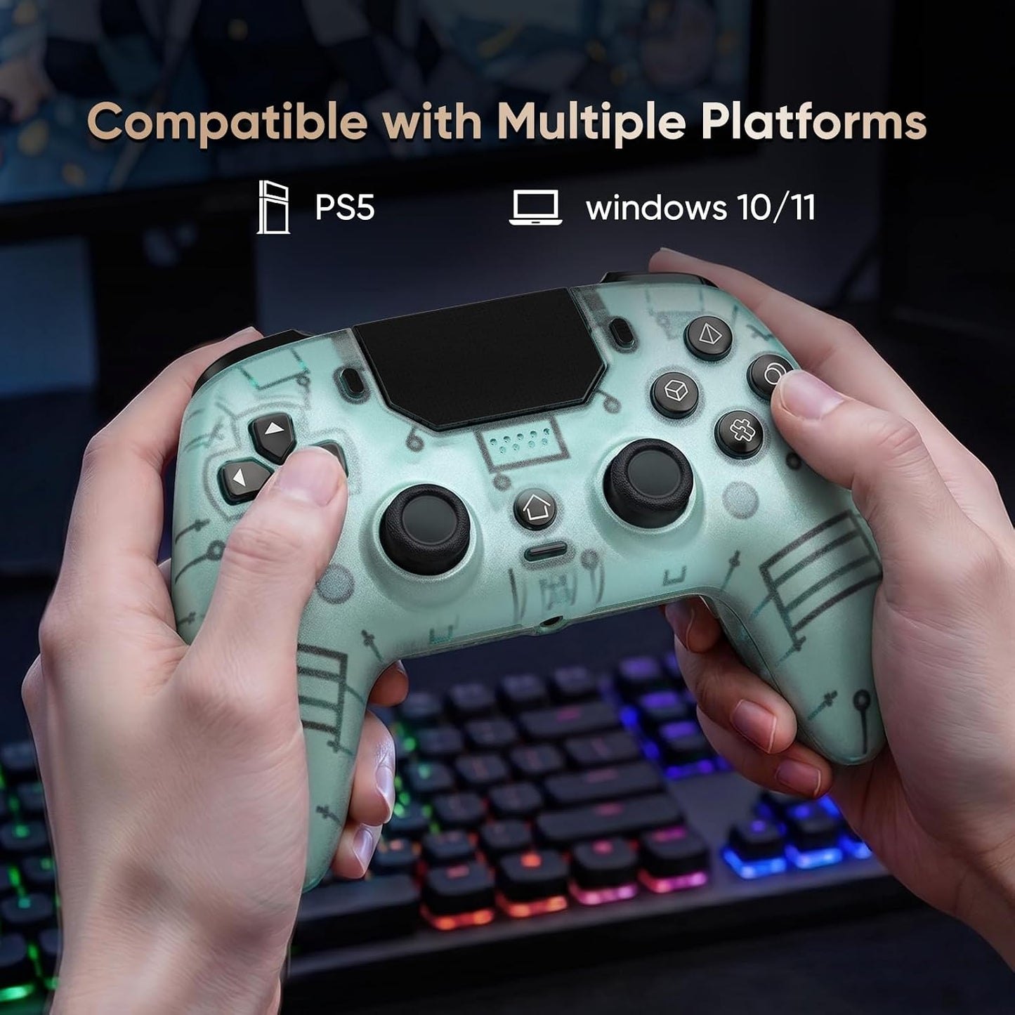 BETMI Controlador inalámbrico LED para PS5, Pro\/Slim\/MAC\/Steam D...