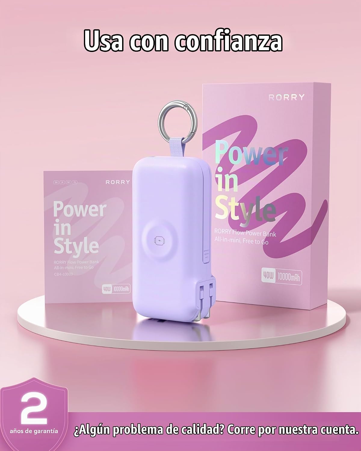 RORRY Cargador portátil de flujo 10000mAh 40W enchufe de pared Banc...