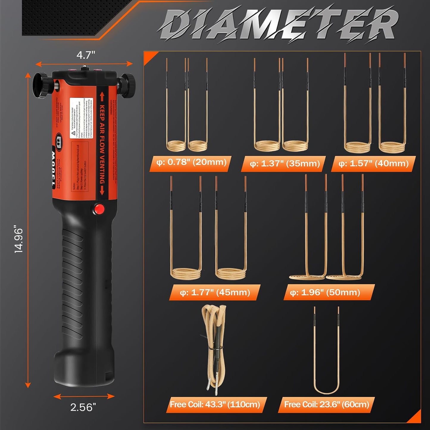 Kit de extracción de pernos de calentador de inducción de 1500 W co...