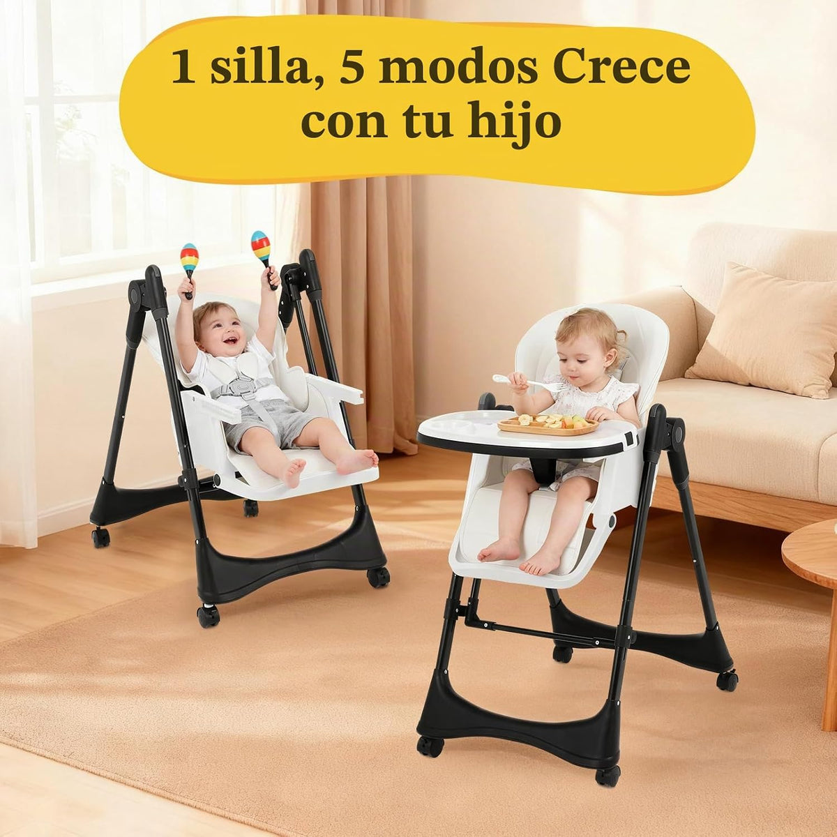Silla alta 6 en 1 | Silla alta convertible para recién nacido a niñ...
