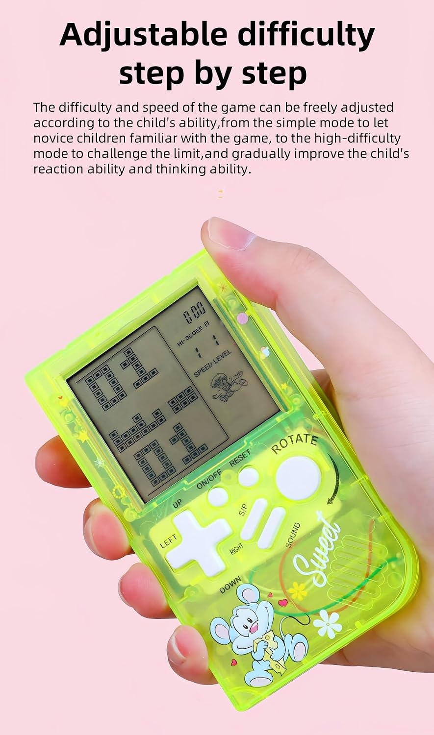 LZYCH Consola de juegos de ladrillo para niños, cuerpo transparente...