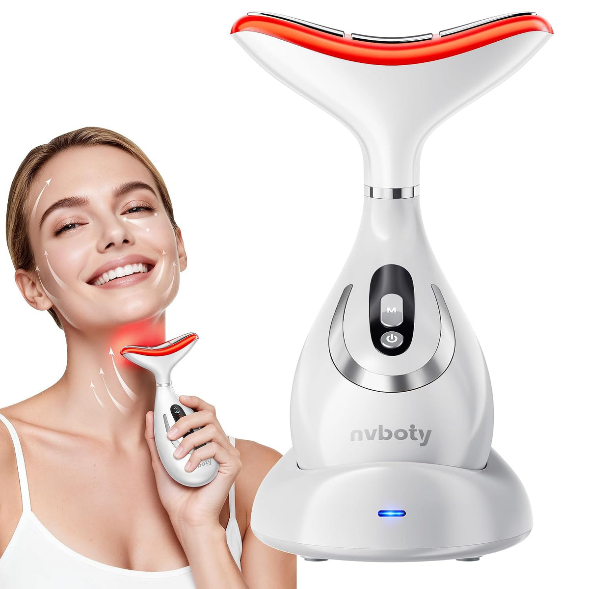 VTAZIY Masajeador facial 4 en 1, terapia de luz roja LED de 9 color...