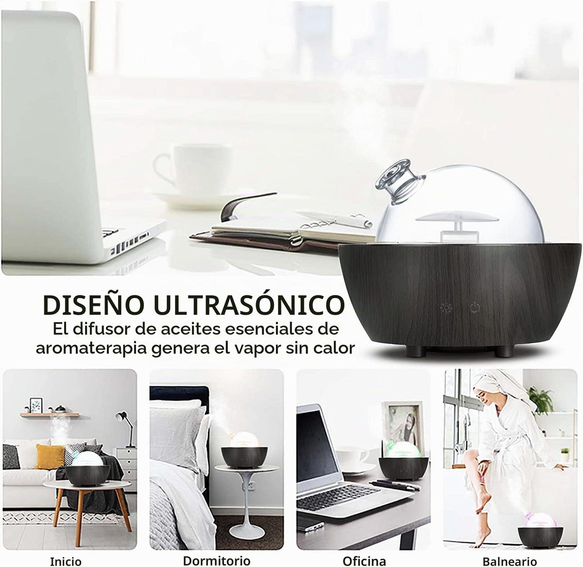 Difusor de aceite esencial de vidrio de 9.5 fl oz, difusor de aroma...