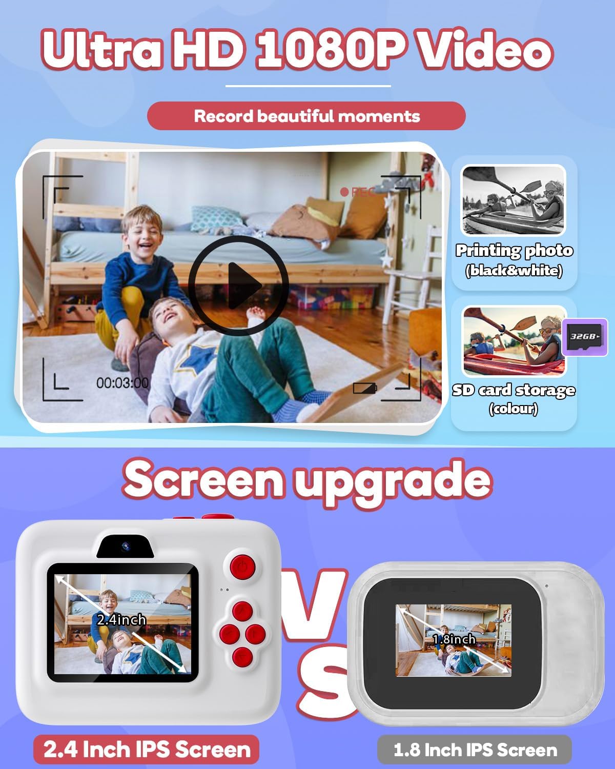 Dylanto Cámara de impresión instantánea para niños, cámaras instant...