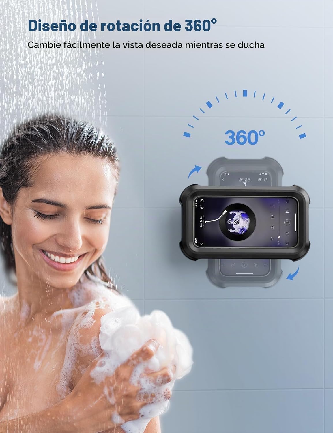 Lamicall Soporte impermeable para teléfono de ducha, accesorios de...