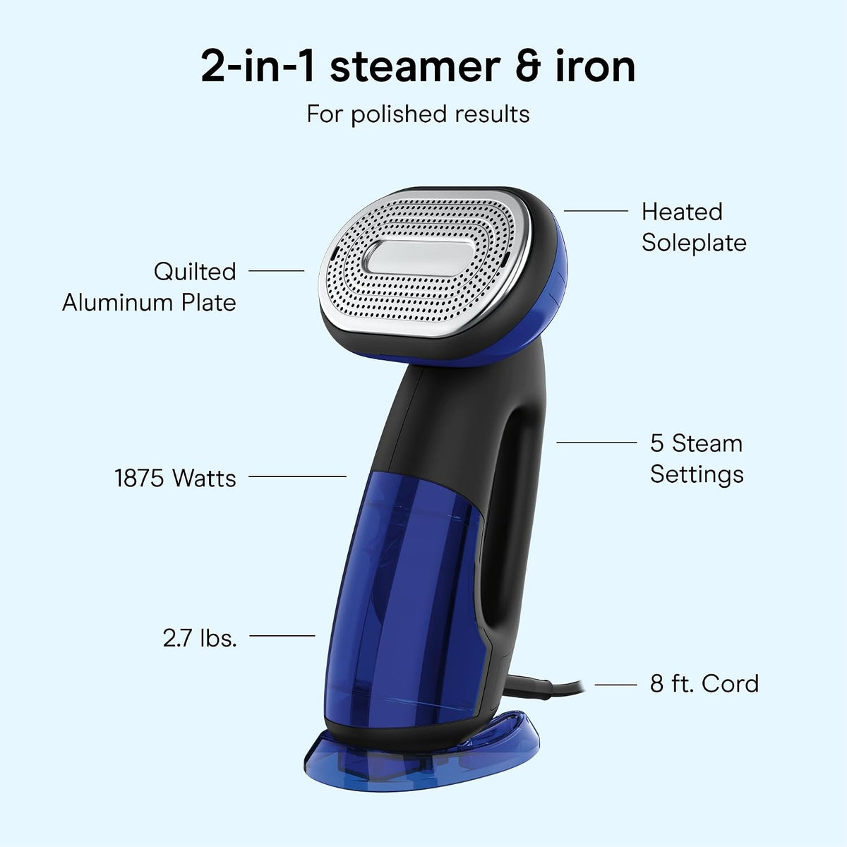 Conair 2 en 1 Vaporizador de Mano y Plancha para Ropa, Turbo Extrem...