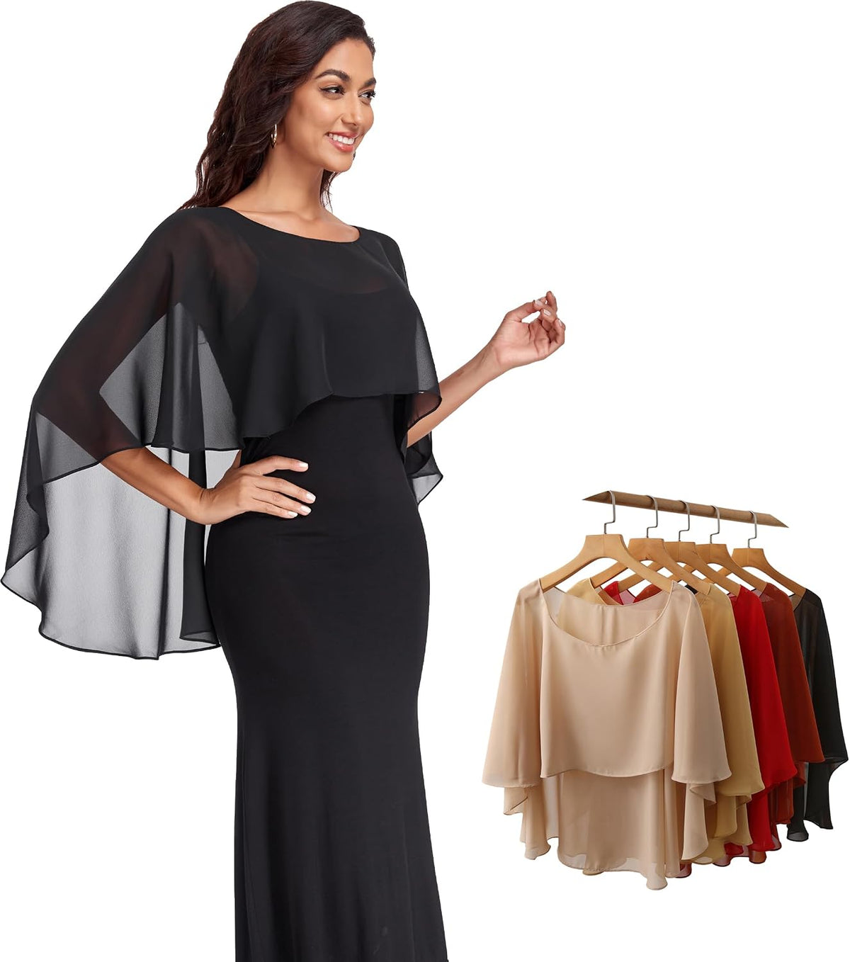 Pukguro Chales y abrigos transparentes para vestidos de noche Capas...