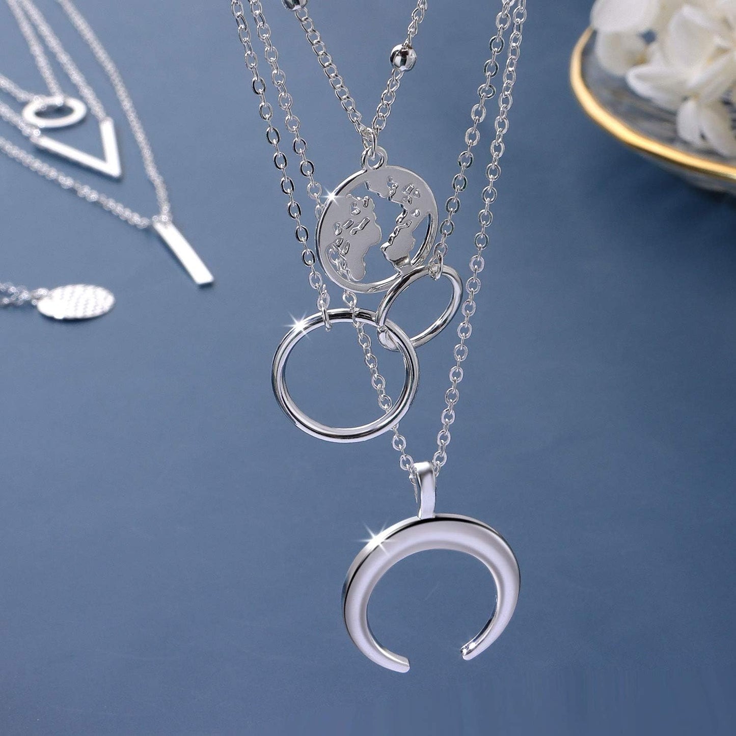 Biokia 6 collares en capas para mujer, collares largos de oro, garg...