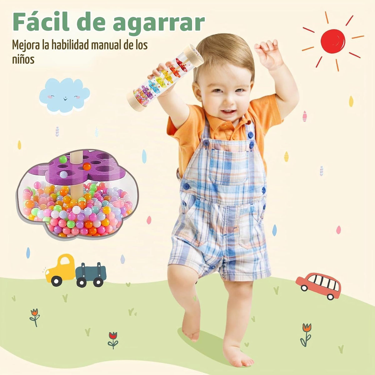 LOOIKOOS Rainmaker - Palo de lluvia de madera de 7 pulgadas, juguet...